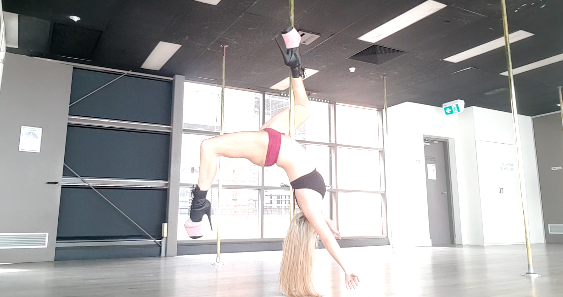 video image of performance of pole play and training at the pole room CBD studio, pole fitness, pole dancing