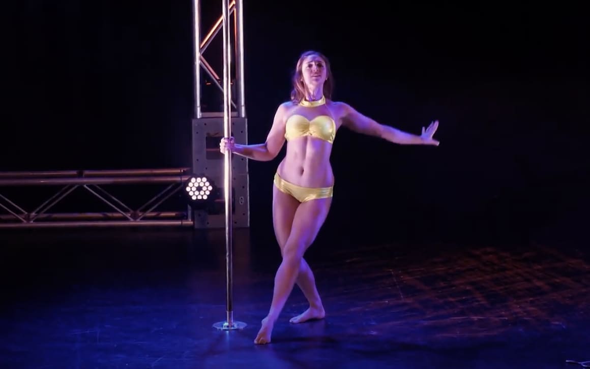 Disney Pole Routine Liz Beauty and the beast routine, pole dancing, pole fitness, group fitness classes